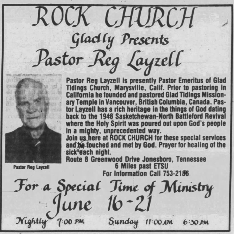 Reg Layzell, pastor emeritus in CA (Jun 1981)