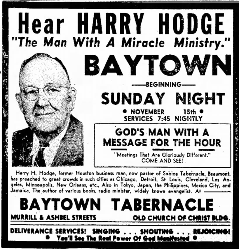 Harry Hodge, large ad (1953)