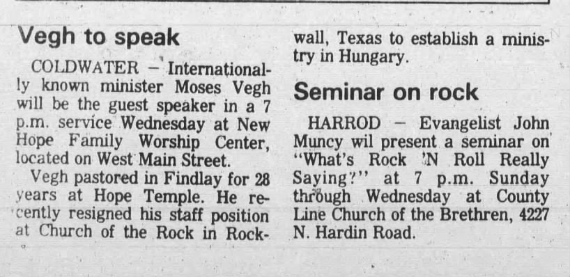 Moses Vegh begins Hungarian ministry (Nov 1990)