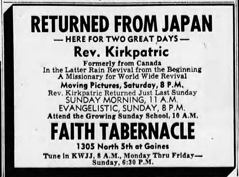 Milford Kirkpatrick speaking about the work in Japan (May 1951)