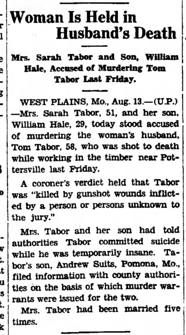 Thomas Tabor-1931-wife and step-son held for his murder-son of George and Matilda Tabor