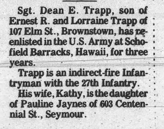 7 Feb 1987 Dean E Trapp