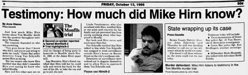 Oct 13, 1995, Monfils Homicide: How Much did Hirn know Pg 1