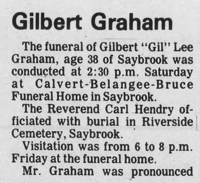 Gilbert Graham obituary pt 1 Gibson City Courier 28 Feb 1990