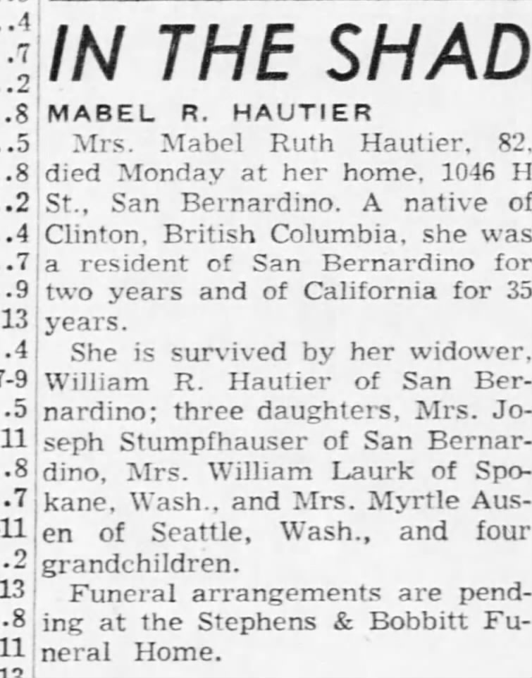 Obituary of Mabel Hautier