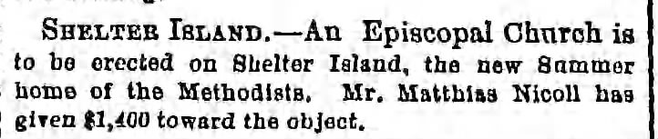 new Methodist church shelter island
april 21 1873