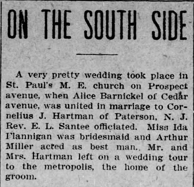 cornelius hartman marriage 1904