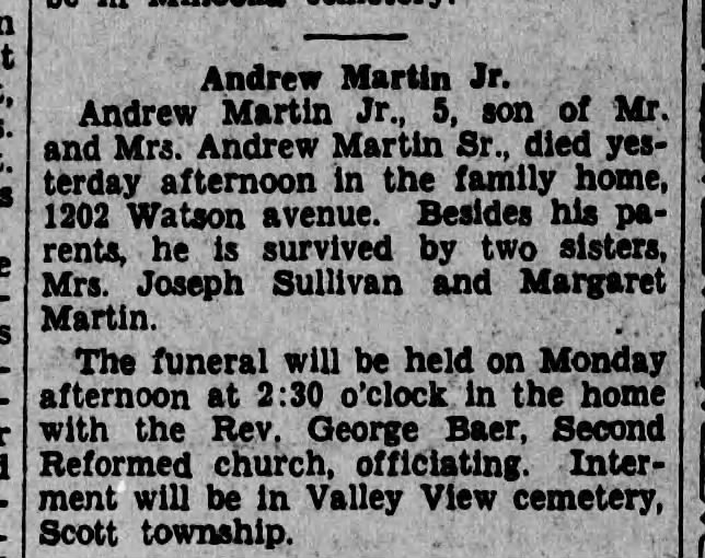 andrew martin Jr death 1932