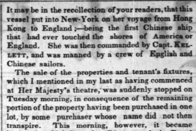 Report in New York of Sale in London of Keying 1853 (continued)