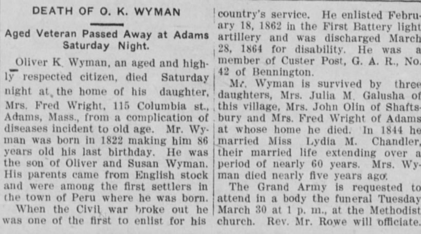 Obituary for O. K. WYMAN