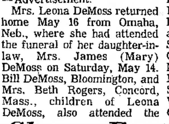 Mary Joyce Siant DeMoss Funeral, part 1 of 2