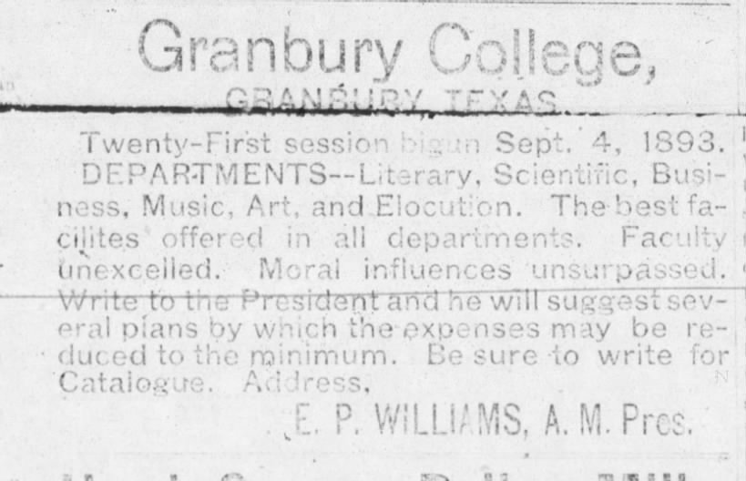 1893 Gbury College ad