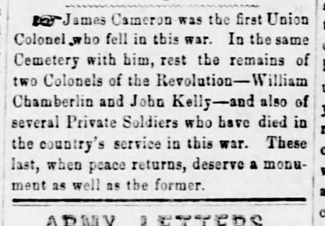 1862 James Cameron Lewisburg Chronicle