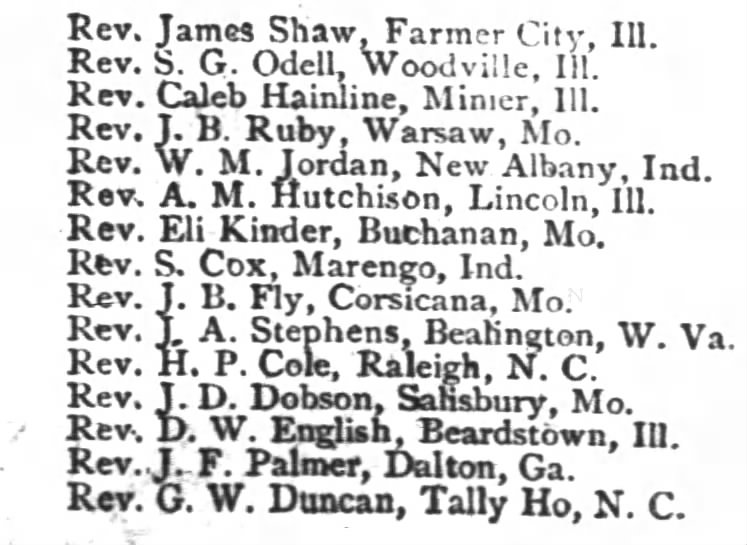Rev Calen Hainline Minier Illinois 1878