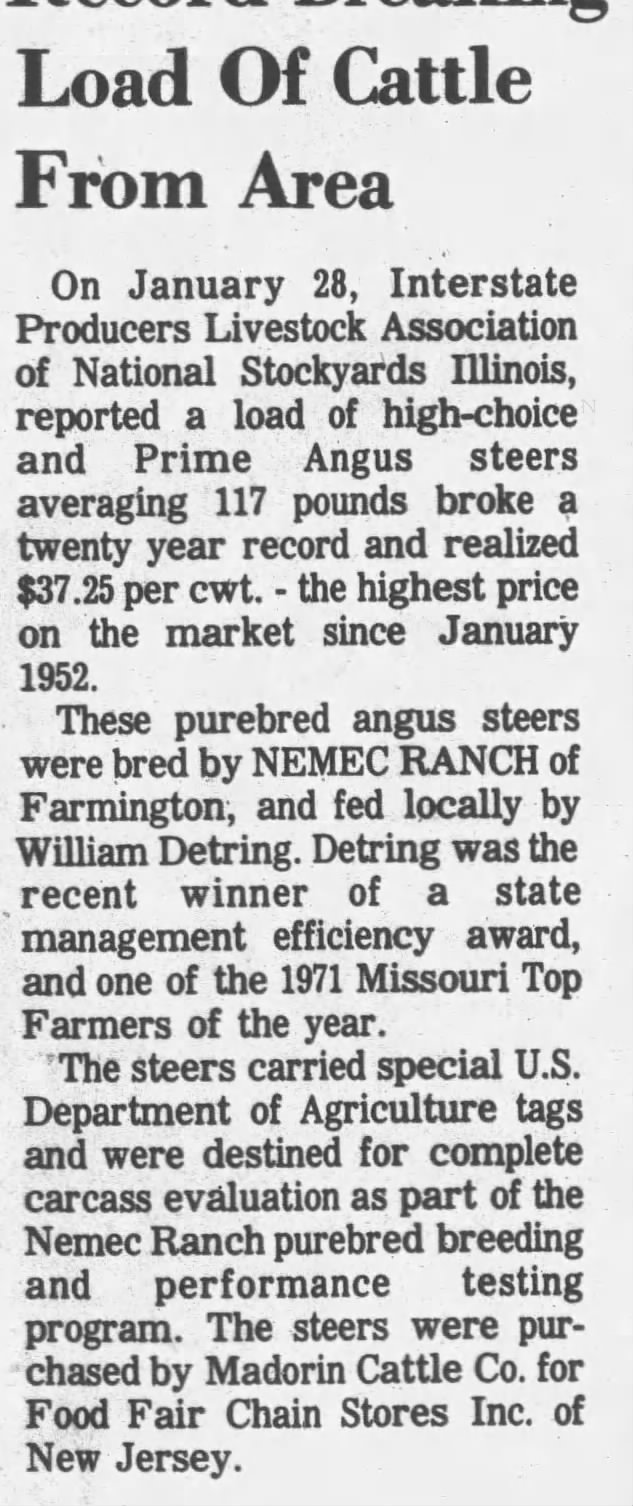 Nemec Ranch cattle break record.