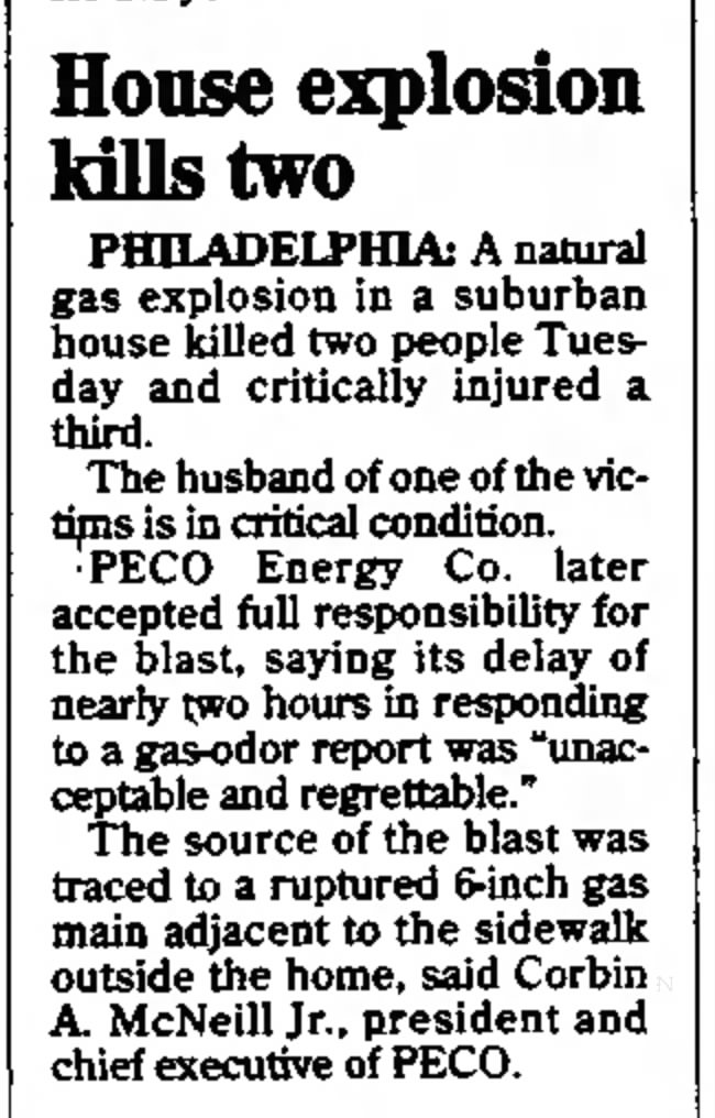 Gas explosion in Philadelphia