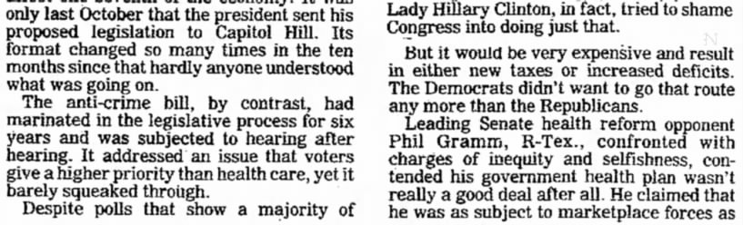 1994 Clinton health reform legislation changed so many times...