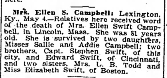 Ellen Swift Campbell Death