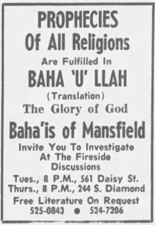 Baha'i advert for firesides