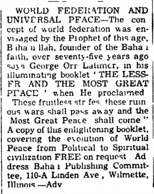 George Orr Lahmer on the Baha'i Faith
