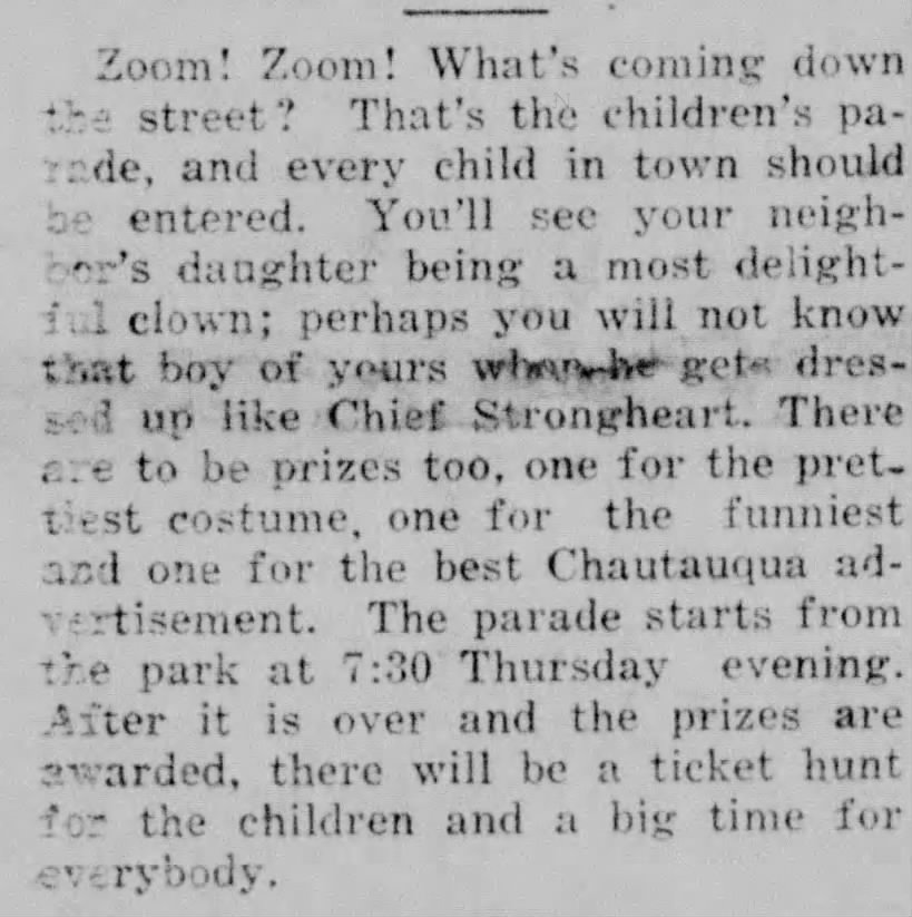 Strongheart mentioned in Chautauqua coming
