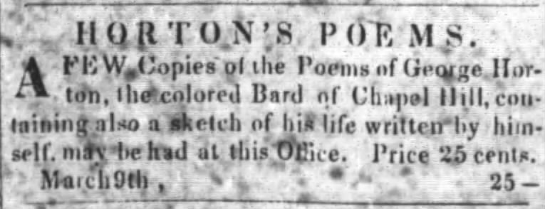 advert for book by George Moses Horton