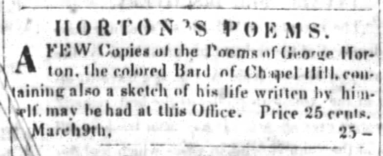advert for book by George Moses Horton