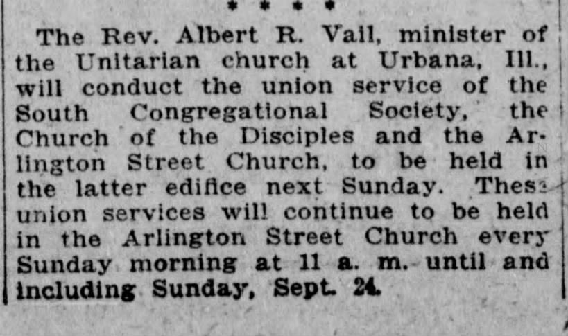 Albert R Vail at church society meeting