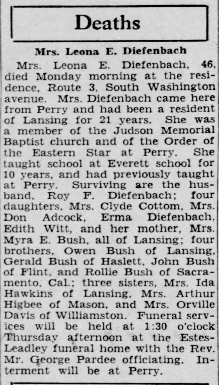 Cottom Clydes wife mother obit LSJ Tue Nov 5 1940 page 2