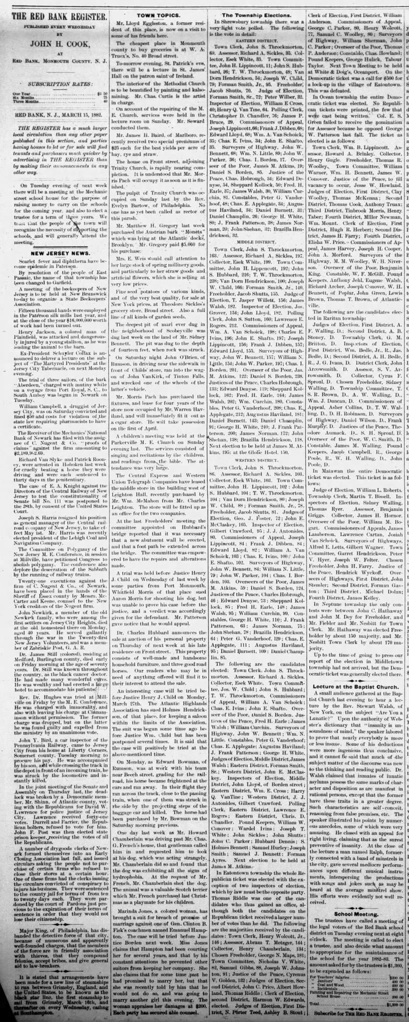 Bennetts in the news March 18 1882