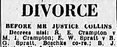 Ernest William Spratt v Beryl Gwenyth Spratt - Divorce SMH Wednesday 9 July 1958