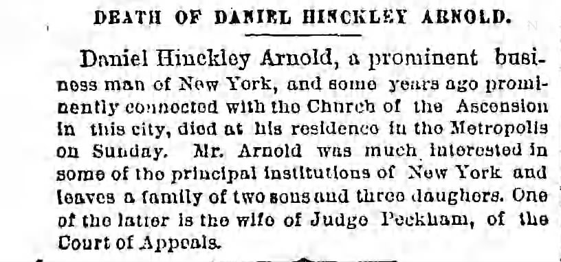 Death of Daniel Hinckley Arnold