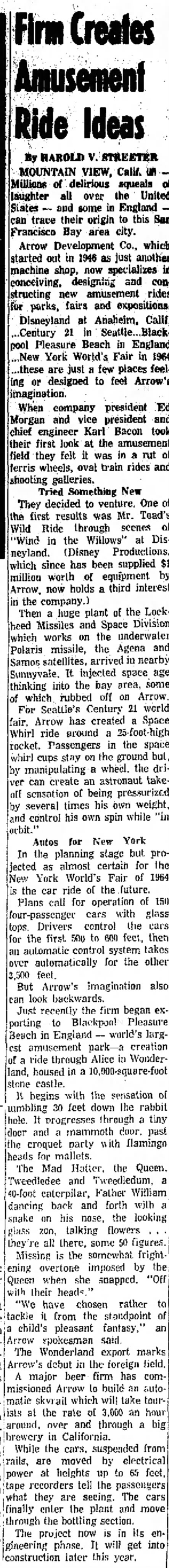 Firm Creates Amusement Rides - Abilene Reporter News 26 July 1962