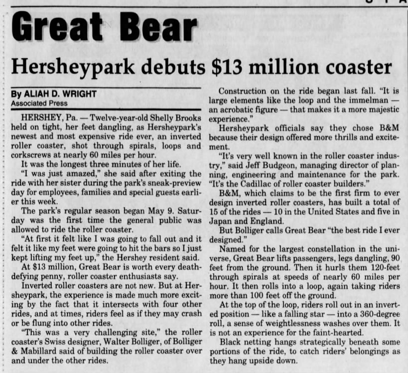 Hersheypark Great Bear B&M