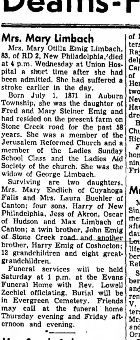 Mary Otilla Emig Limbach
1/27/1955