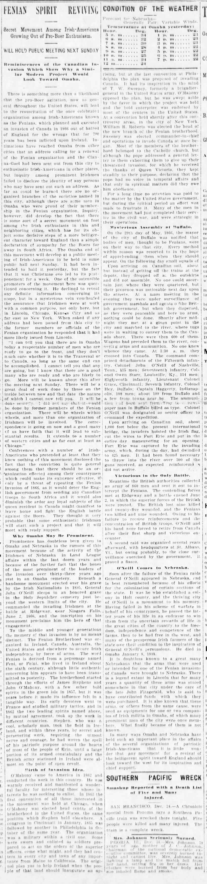 Omaha Daily Bee, Dec. 25, 1899, p 1