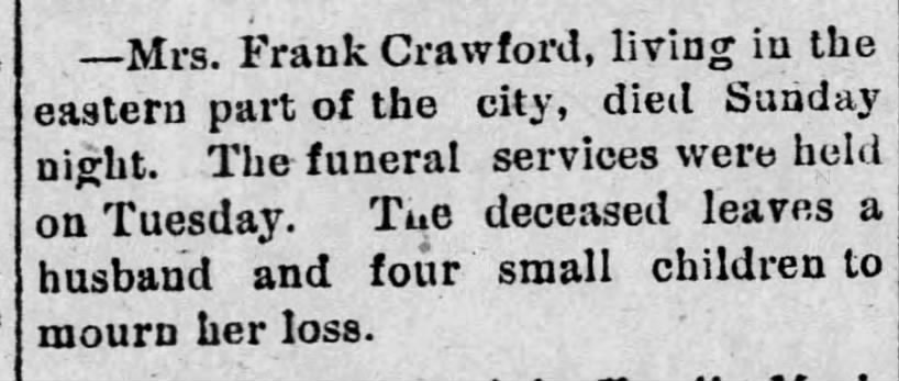 Could this be Lucinda Simpkins Crawford obit?