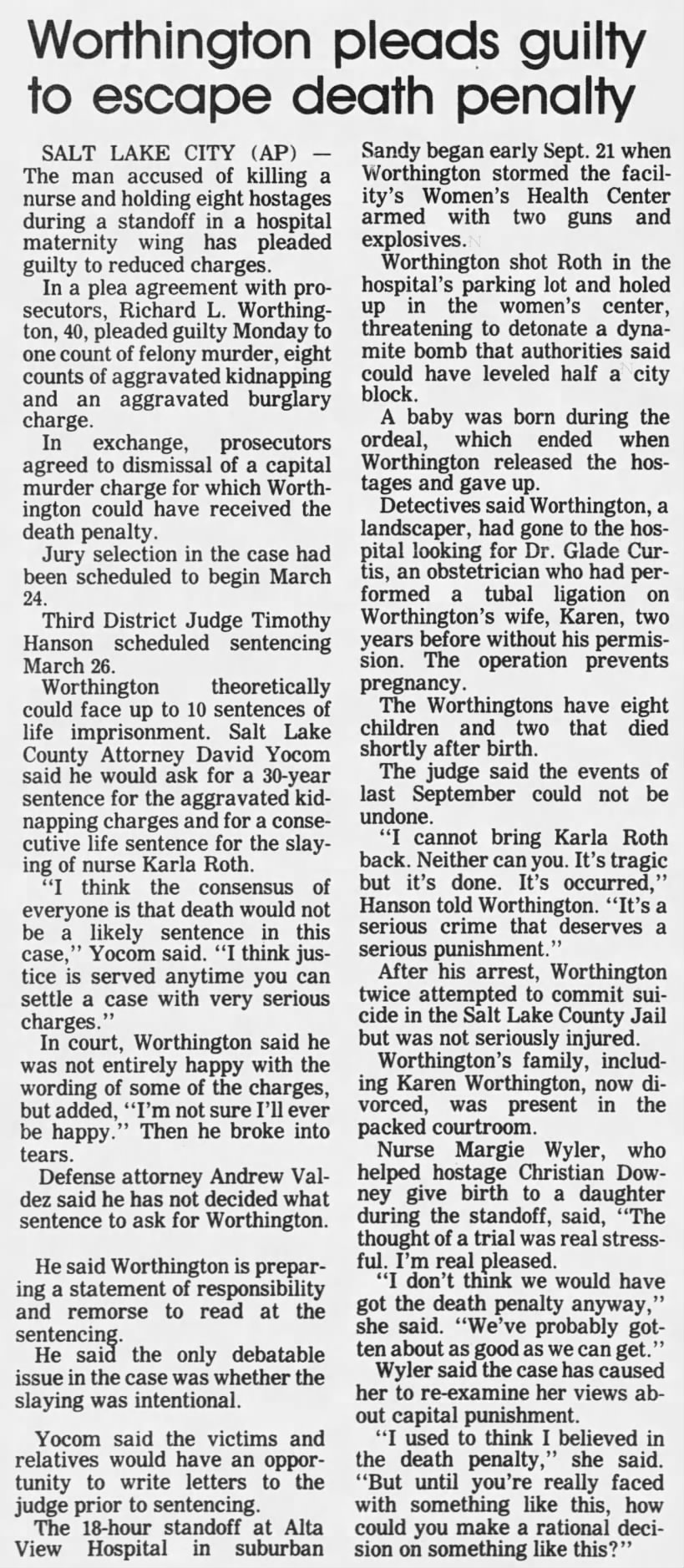 Richard L Worthington Guilty Plea Article, March 18, 1992