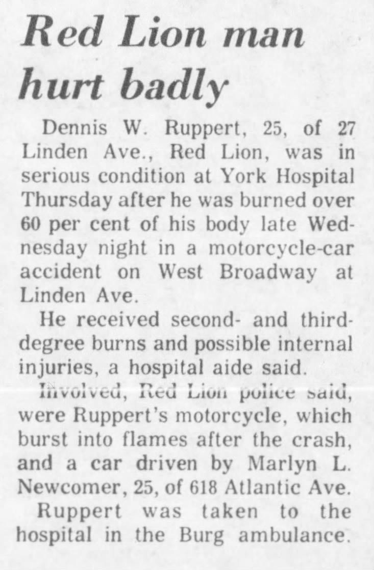 Denny Motorcycle accident
May 26 1972