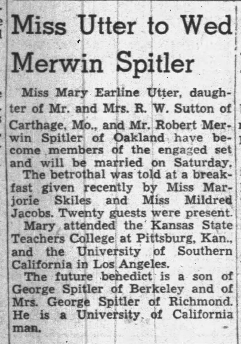 Wedding Bob and Earline Spitler 1948