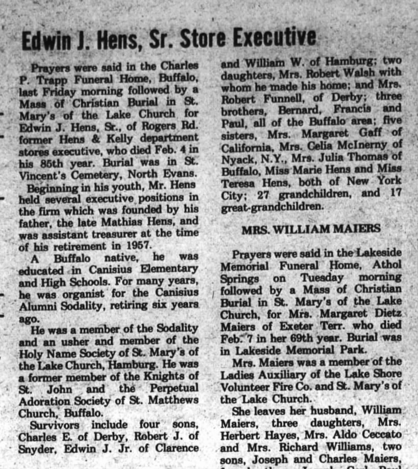 Edwin J. HENS Obituary