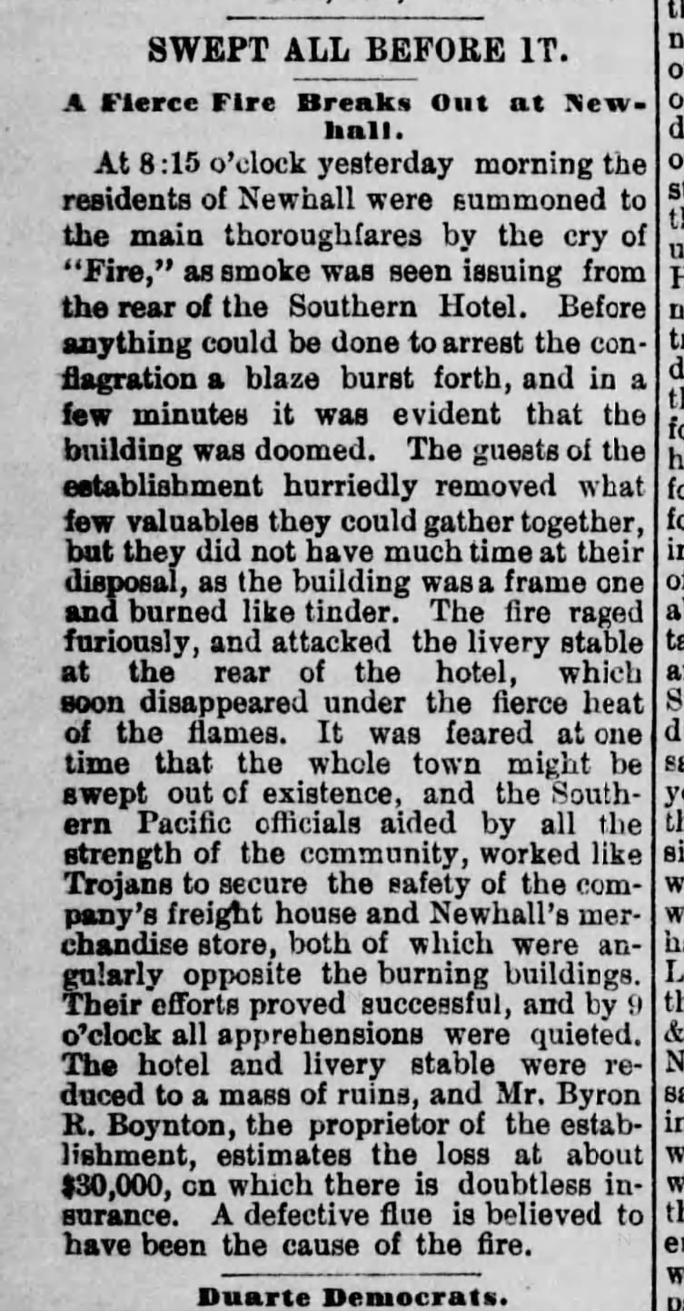 Southern Hotel Fire, 10-24-1888 LA Herald