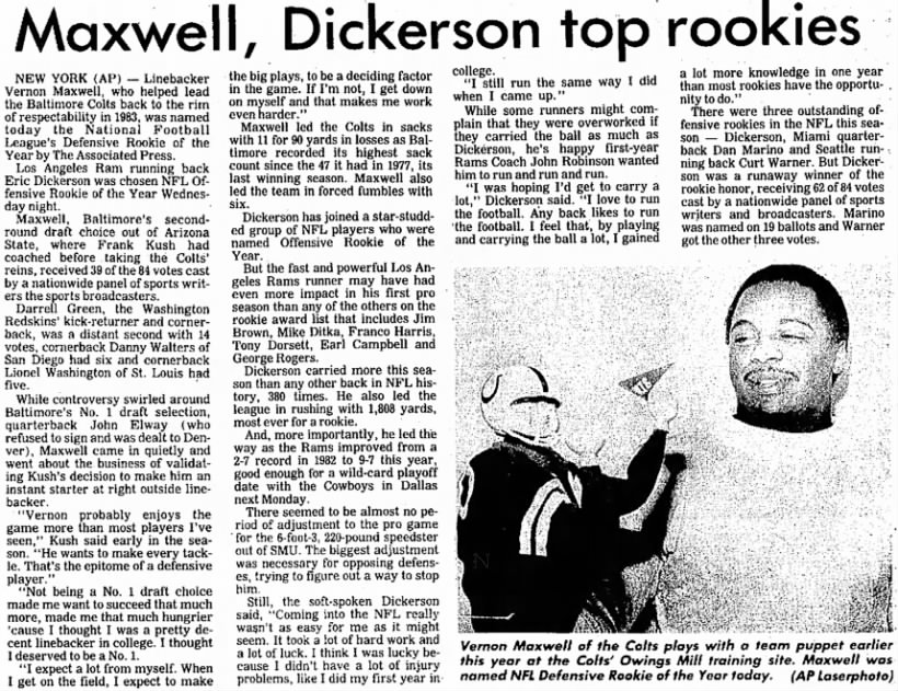 Maxwell, Dickerson top rookies