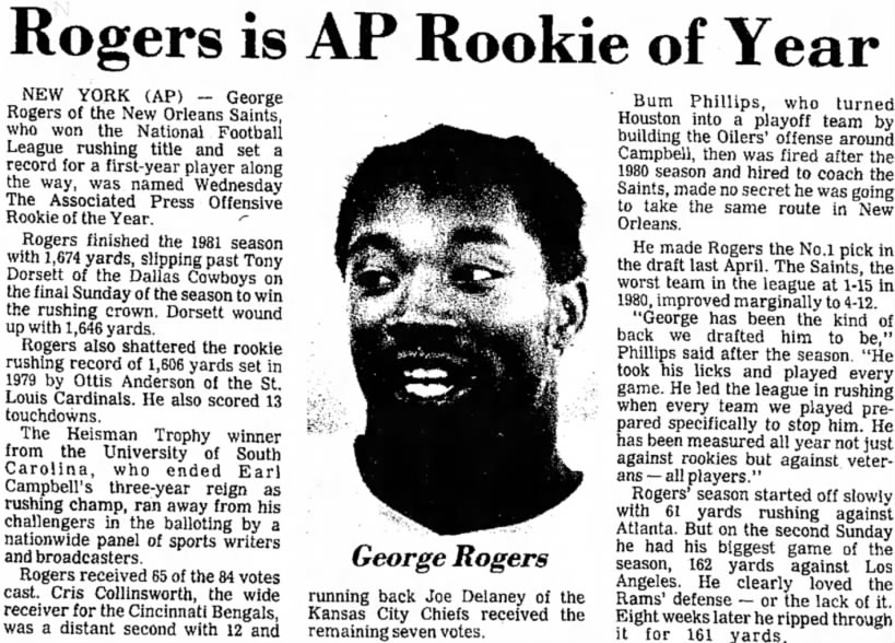 Rogers is AP Rookie of Year