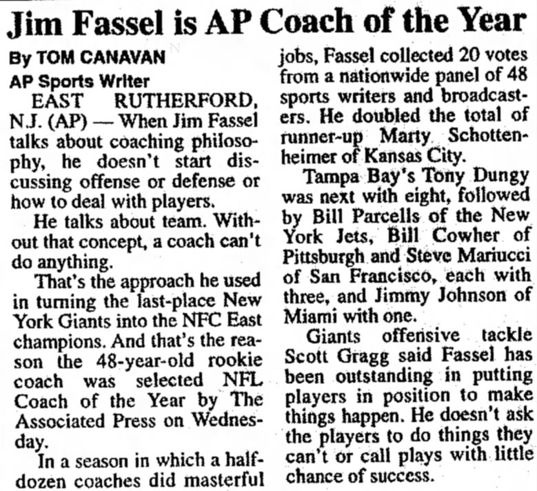 Jim Fassel is AP Coach of the Year