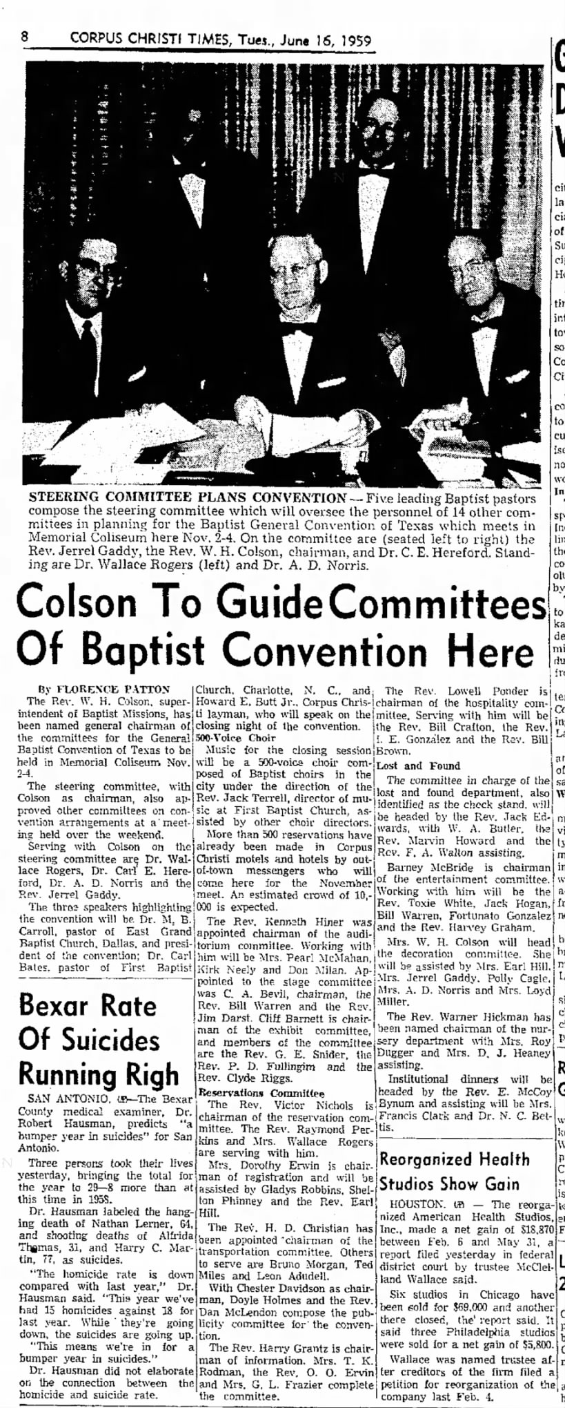 SBC Steering Committee; 1959, Corpus Christi; Rev. Jerrel Gaddy; Lowell Ponder