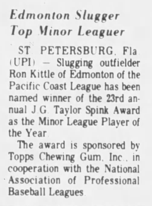 Edmonton Slugger Top Minor Leaguer