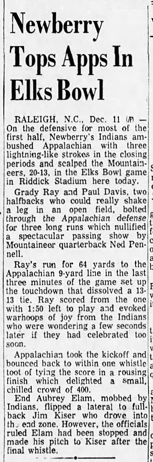Elks Bowl 1954 result