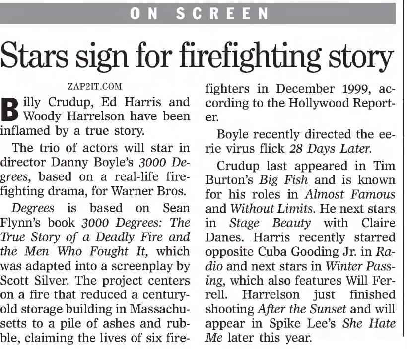 Stars sign for firefighting story