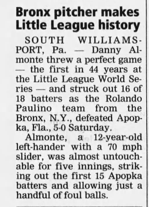 Bronx pitcher makes Little League history